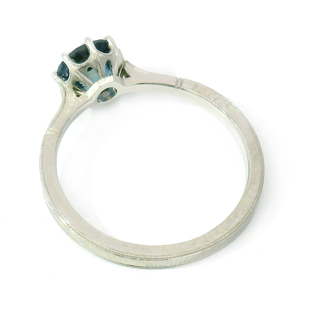 Blue Montana Sapphire & Diamond Engagement Ring - "Victoria Solitaire"