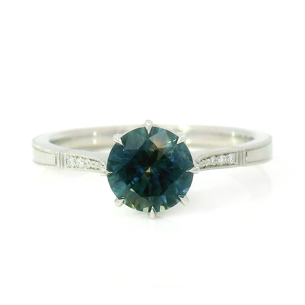 Blue Montana Sapphire & Diamond Engagement Ring -
