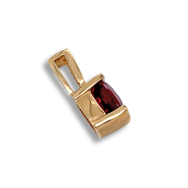 Garnet & Yellow Gold Estate Pendant - "Modern Love"