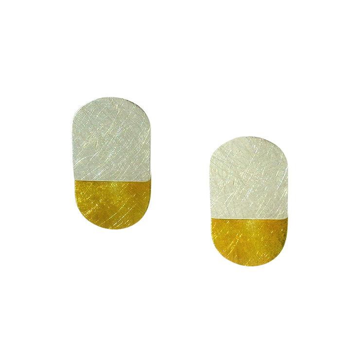 Sterling Silver & Gold Vermeil Geometric Studs - "Duo"