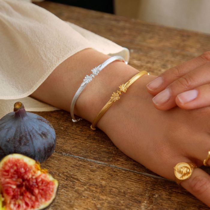 Sterling Silver Hinged Bracelet - "Ornate Columns"