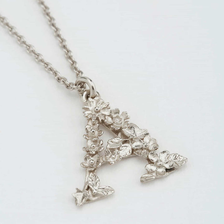 Sterling Silver Necklace - Floral "A"