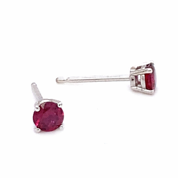 Ruby & White Gold Stud Earrings