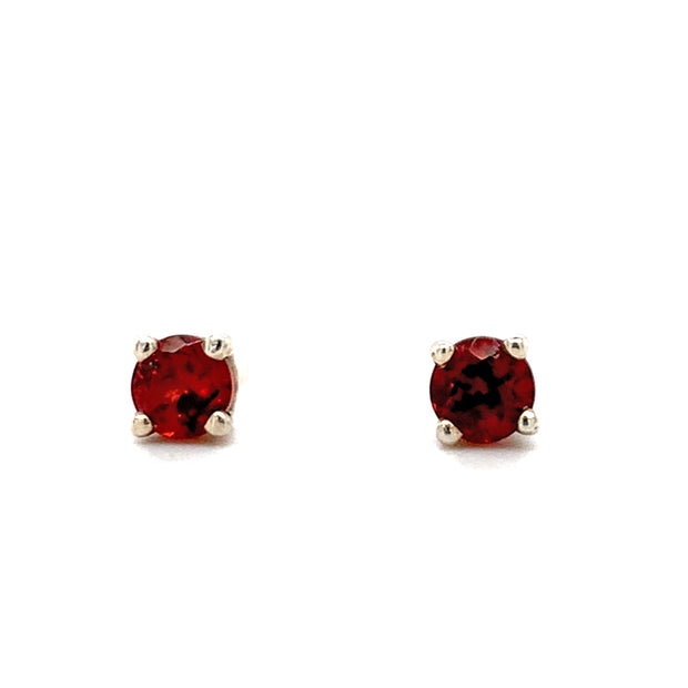 Sterling Silver & Garnet Stud Earrings