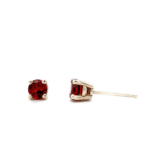 Sterling Silver & Garnet Stud Earrings