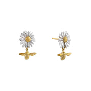 Sterling Silver & Gold Vermeil Drop Earrings - "Daisy with Teeny Tiny Bee Drops"