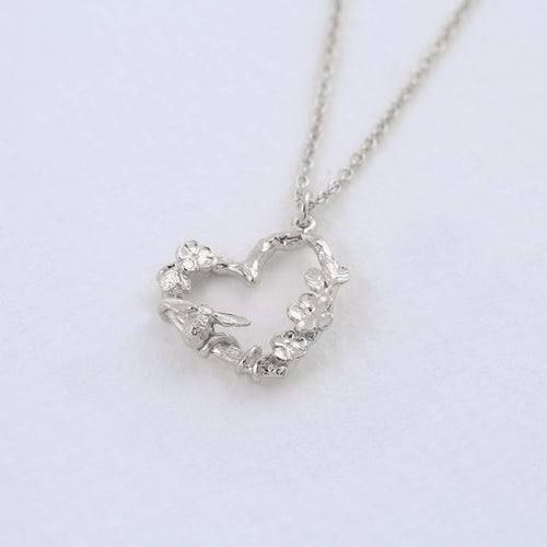 Sterling Silver Necklace - "Floral Heart & Itsy Bitsy Bee"