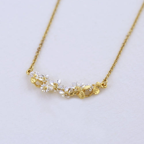 Gold Vermeil & Sterling Silver Bee & Floral Necklace - "Garden Gathering"