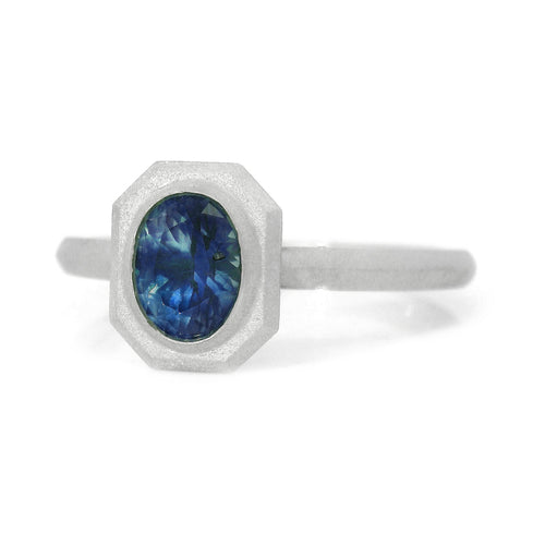 Blue Montana Sapphire White Gold Engagement Ring - "Fiona"