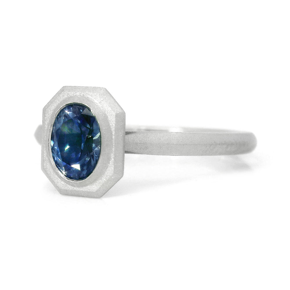 Montana Sapphire & White Gold Engagement Ring - "Fiona"