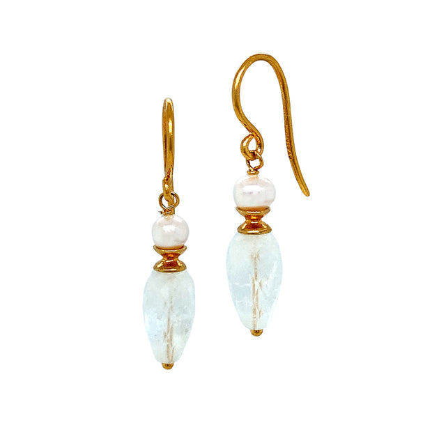 24K Gold Vermeil Pearl and Moonstone Drop Earrings