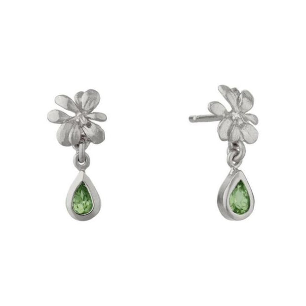 Peridot & Sterling Silver Earrings - "Small Rosette"