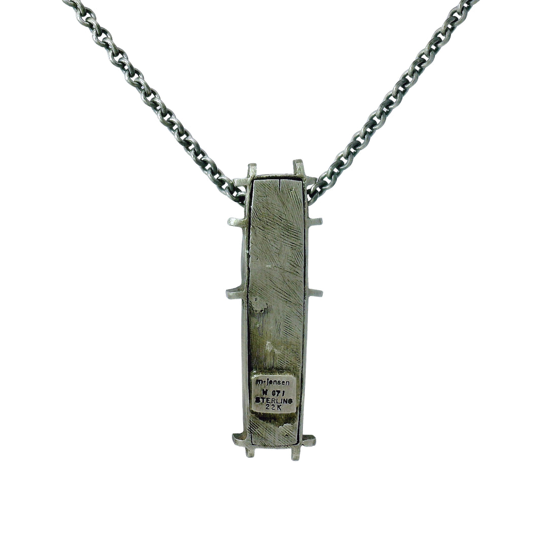 Close-up of back detail on Three Box pendant