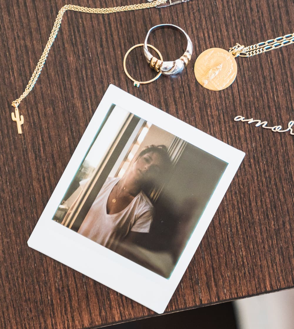 Polaroid photo and jewelry