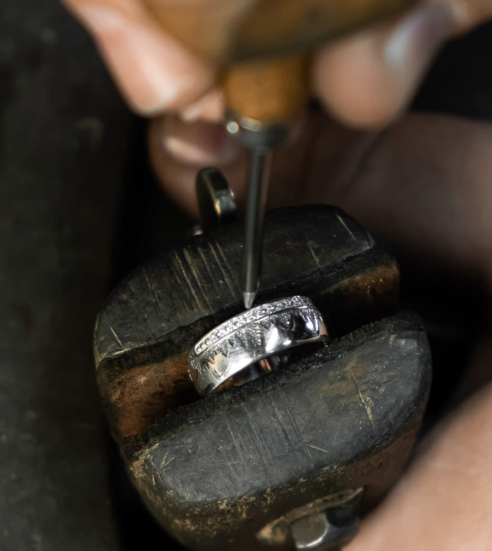 Jeweler working on a ring