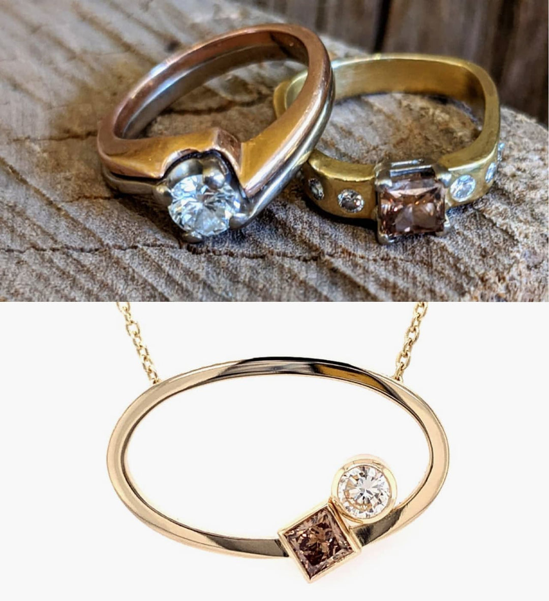 Image of gems from rings getting remounted into a necklace