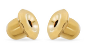 "June" Simulated White Pearl Piercing Studs in 14K Yellow Gold