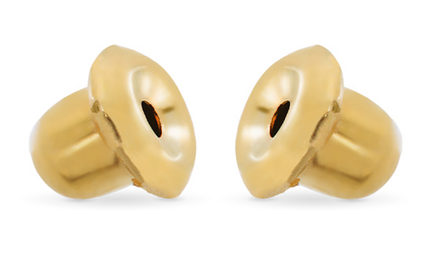 "June" Simulated White Pearl Piercing Studs in 14K Yellow Gold