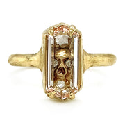 Morganite, Diamond & Yellow Gold Skull Ring - "Into the Crypt"