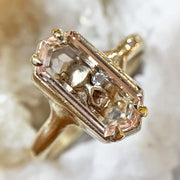 Morganite, Diamond & Yellow Gold Skull Ring - "Into the Crypt"