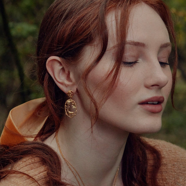 Gold Vermeil Drop Woodland Earrings - "Doe & Stag"