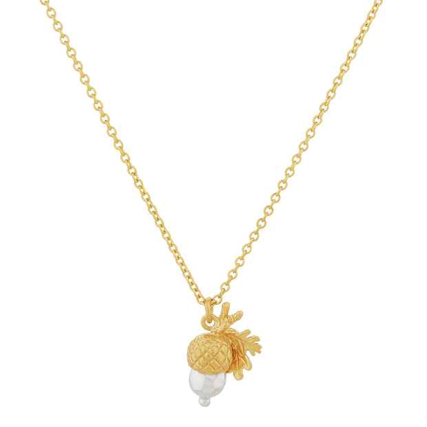 Gold Vermeil & Sterling Silver Necklace - "Acorn"