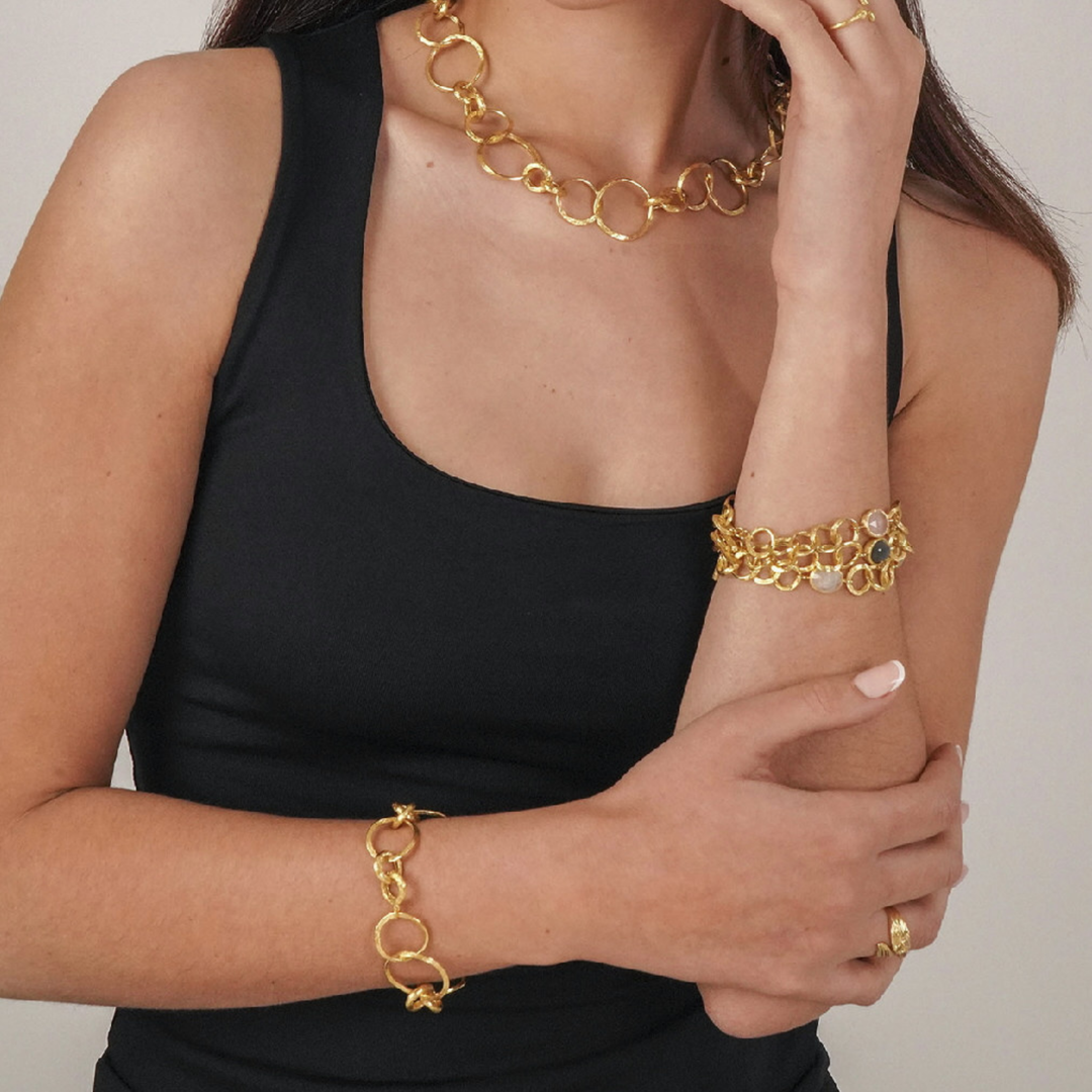 Gold Vermeil Circle Link Bracelet - "Florence"