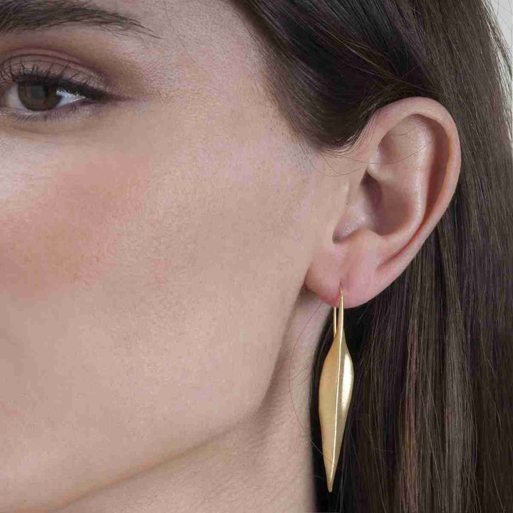 Gold Vermeill Elongated Drop Earrings - "Forest"