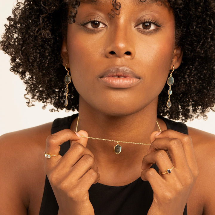 Gold Vermeil & Labradorite Necklace "Geo"