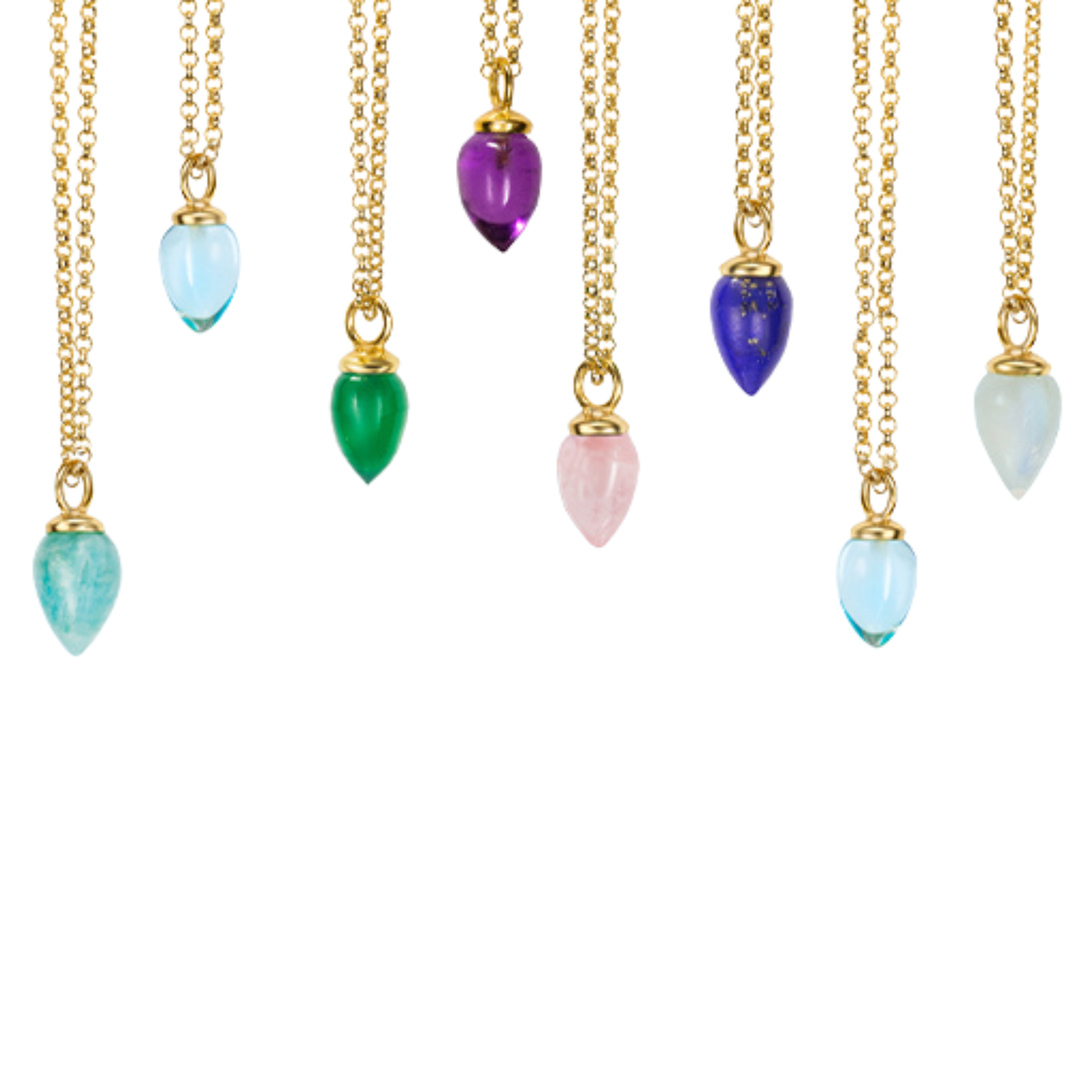 Gold Vermeil Rose Quartz Necklace - "Pendulum"