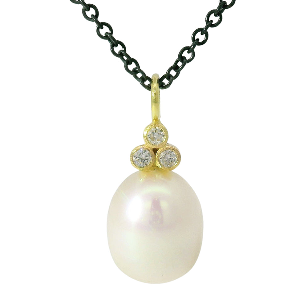 Pearl & Diamond Necklace - "Mariella"