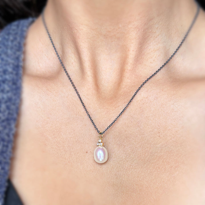 Pearl & Diamond Necklace - "Mariella"