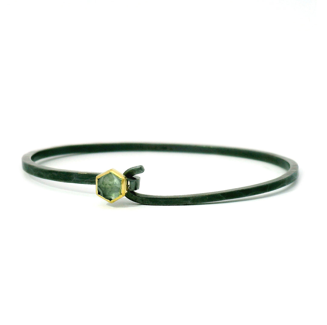 Blue Montana Sapphire & Sterling Silver Bangle Bracelet - "Lana"