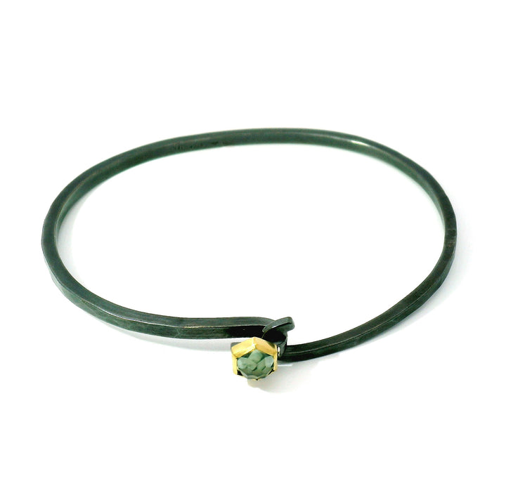 Blue Montana Sapphire & Sterling Silver Bangle Bracelet - "Lana"