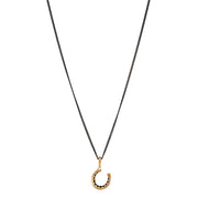Black Diamond Sterling Silver & Gold Horseshoe Necklace - "Little Luck"