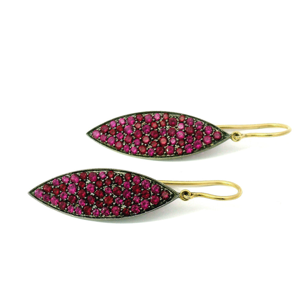 Ruby Disk Earring Pavé Ruby and Black Rhodium Earrings -