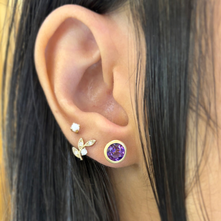 Amethyst & Yellow Gold Stud Earrings - "Orchid Bloom"