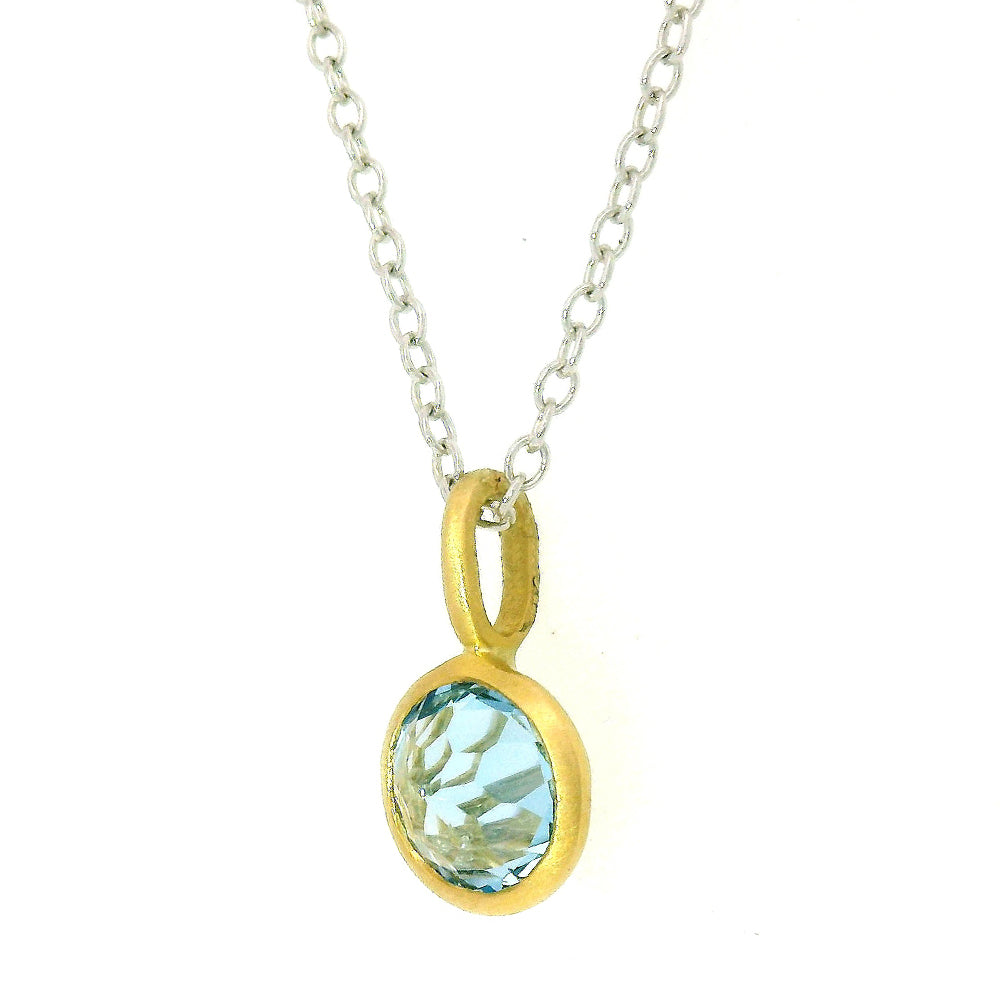 Aquamarine & Yellow Gold Pendant - "Misty Sea"