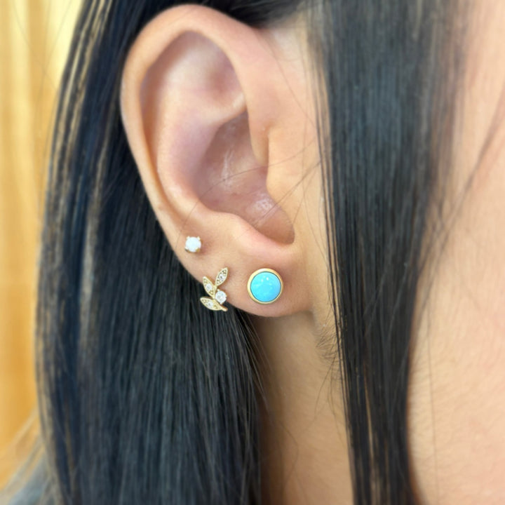 Sleeping Beauty Turquoise & Yellow Gold Stud Earrings - "Noon Sky"