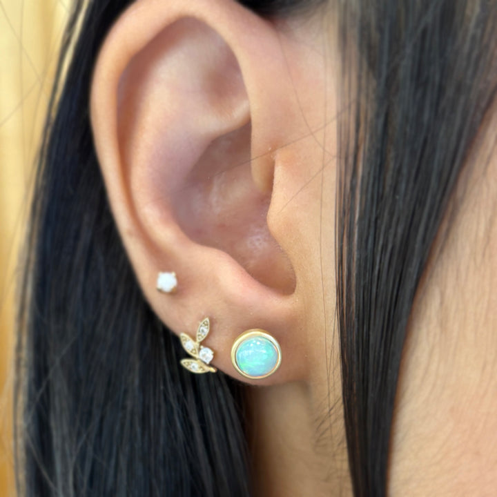 Opal & Yellow Gold Stud Earrings - "Ethereal Glow"