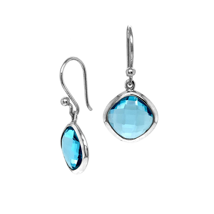 Sterling Silver & Kite-Shaped Blue Topaz Earrings- "Modern Magic"