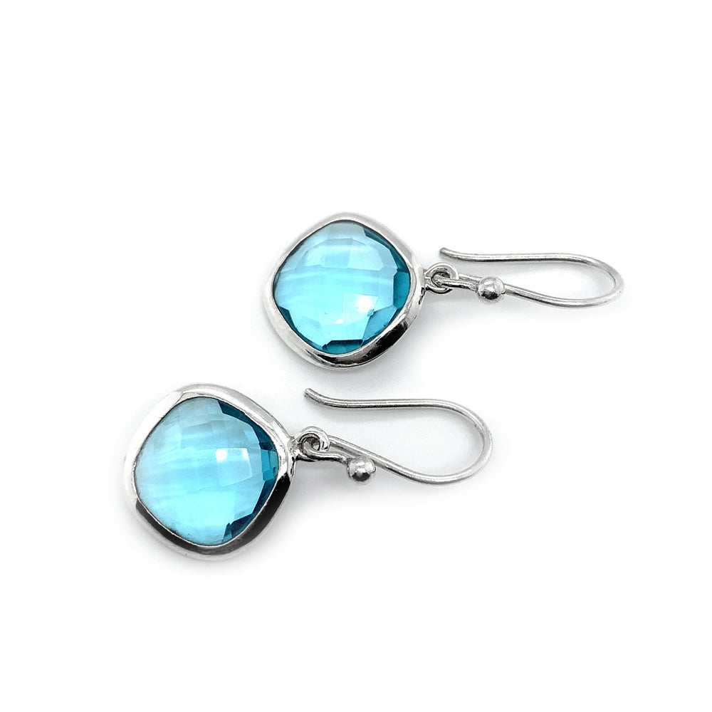 Sterling Silver & Kite-Shaped Blue Topaz Earrings- "Modern Magic"