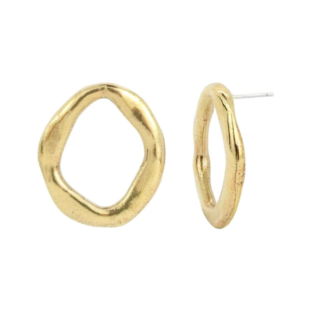 Large Bronze Stud Earrings - "Maji"