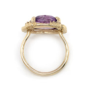 Le Conte Eunmi Han 14K Yellow Gold with Rutilated Amethyst and Diamonds Ring Top