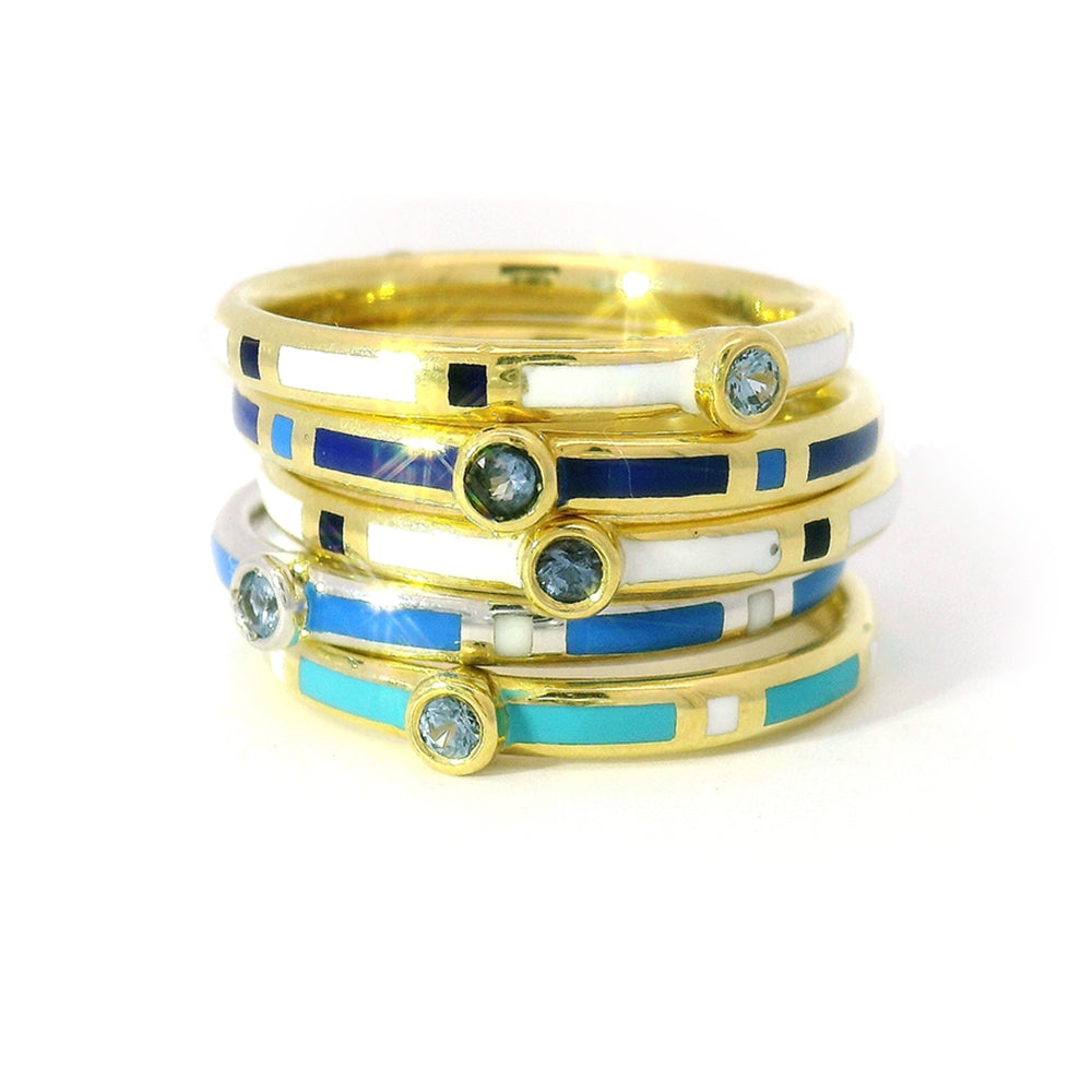 Yogo Sapphire & Enamel Band - "Rock Candy White & Blue"