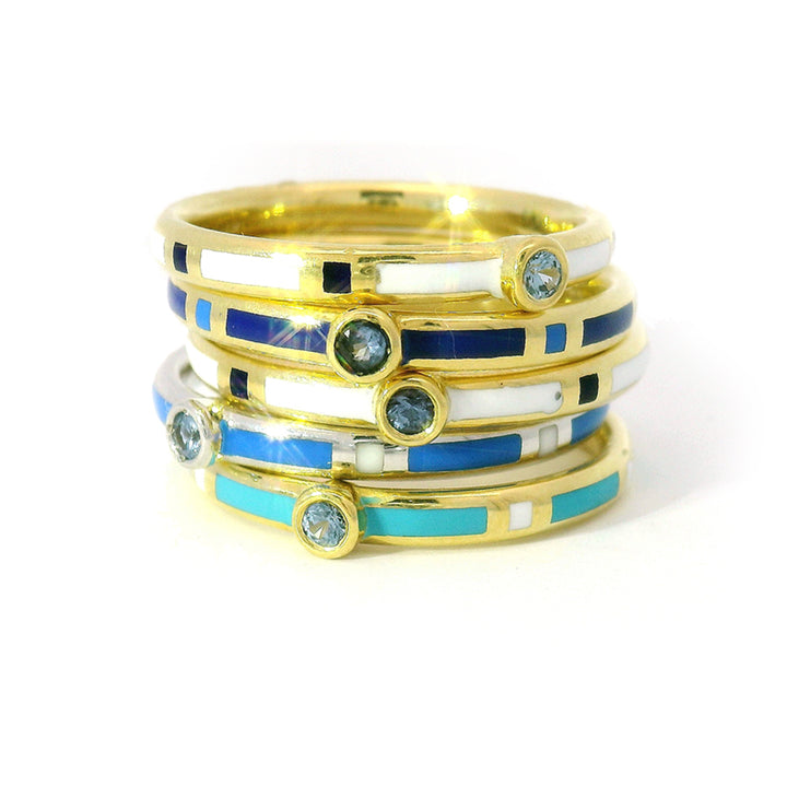 Yogo Sapphire & Enamel Band - "Rock Candy White & Blue"