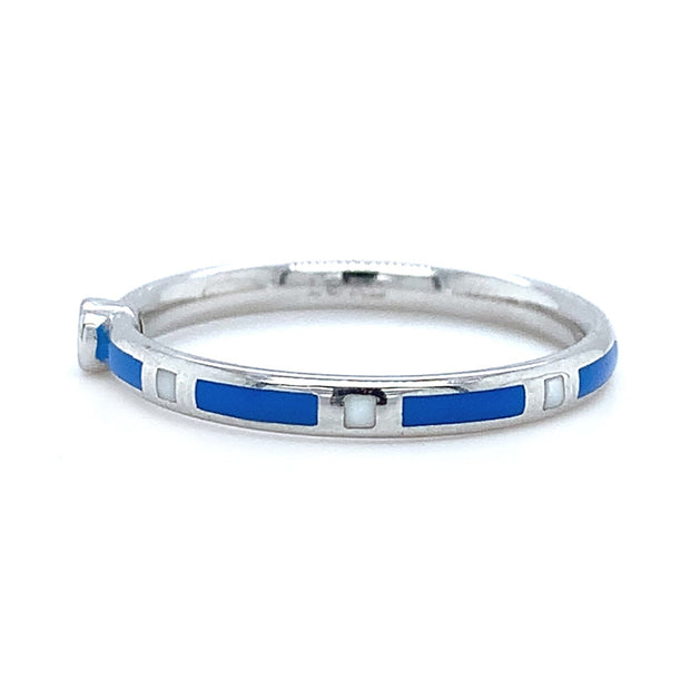 Yogo Sapphire & Enamel Band - "Rock Candy White & Blue"