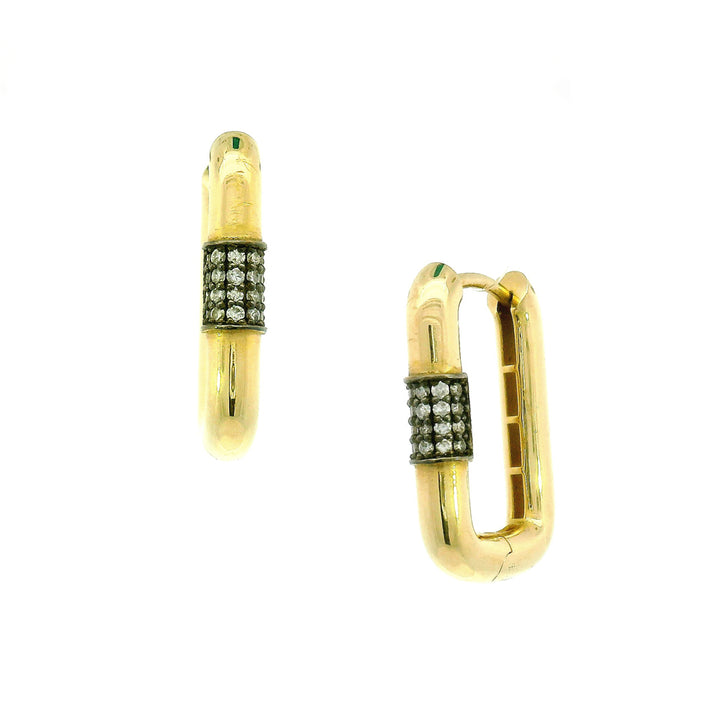 Pavé Diamond & Gold Huggie Hoop Earrings - "Golden Night"