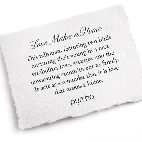 Sterling Silver Nesting Birds Talisman Necklace - "Love Makes a Home"