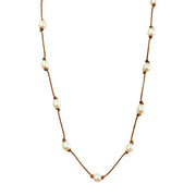 Freshwater Pearl & Leather Necklace - "Mira"